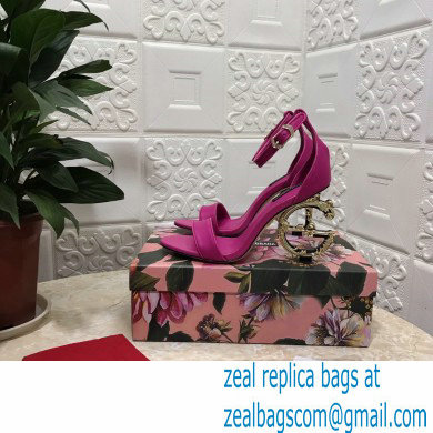 Dolce  &  Gabbana Heel 10.5cm Leather Sandals Fuchsia with Baroque D & G Heel 2021